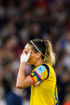 Kosovare Asllani of Sweden looks dejected