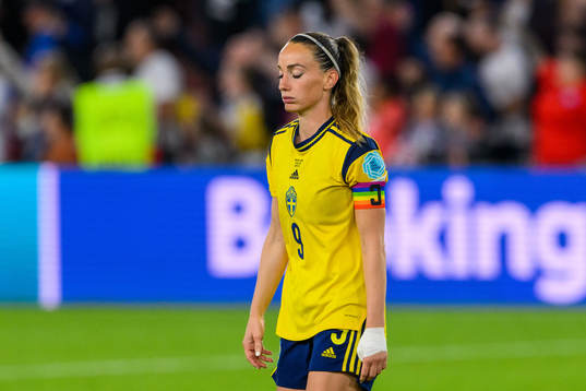 Kosovare Asllani of Sweden looks dejected
