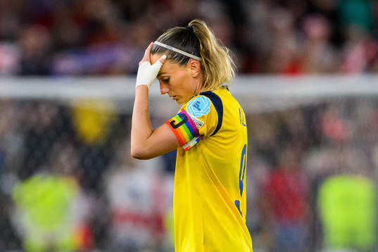 Kosovare Asllani of Sweden looks dejected