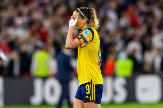 Kosovare Asllani of Sweden looks dejected