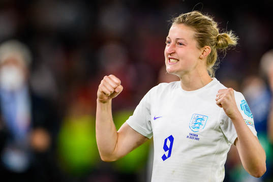 Ellen White of England celebrates