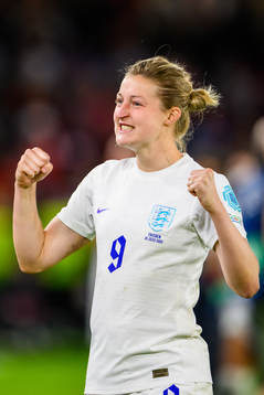 Ellen White of England celebrates