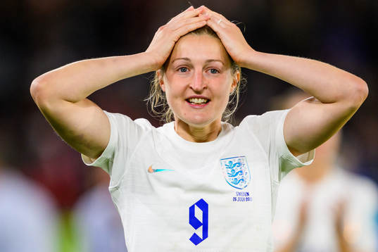 Ellen White of England celebrates