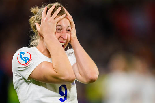 Ellen White of England celebrates