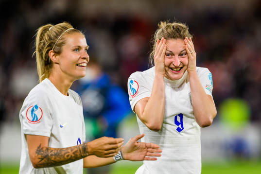 Ellen White of England celebrates