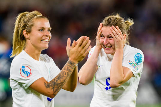 Ellen White of England celebrates