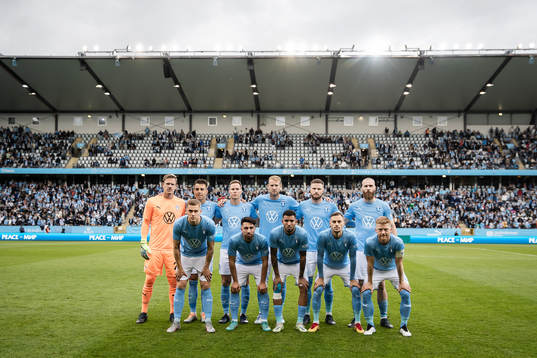 Players of Malmö FF line up for a team photo