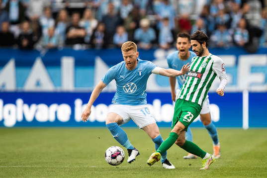 Anders Christiansen of Malmö FF and Oliver Buff of