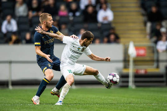 Sebastian Larsson of AIK and Vincent Thill of Vorskla