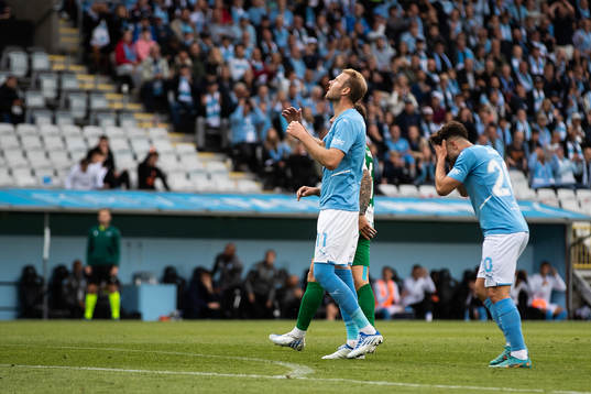 Ola Toivonen and Moustafa Zeidan of Malmö FF looks dejected