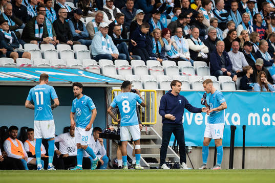 Milos Milojevic, head coach  and Felix Beijmo of Malmö FF