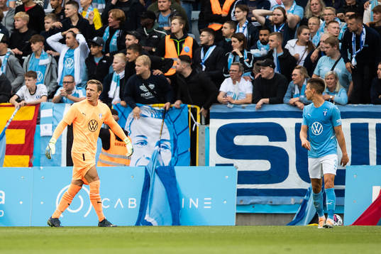 Goalkeeper Johan Dahlin of Malmö FF looks dejected