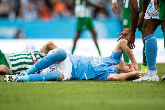 Ola Toivonen of Malmö FF in pain