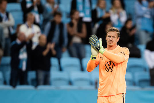 Goalkeeper Johan Dahlin of Malmö FF looks dejected
