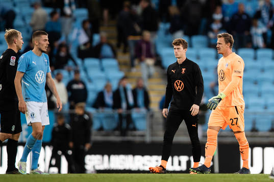 Goalkeeper Johan Dahlin of Malmö FF looks dejected