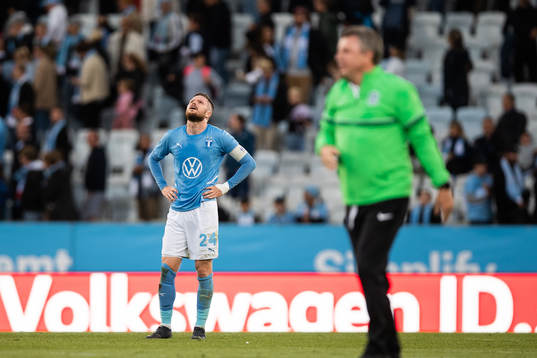 Lasse Nielsen of Malmö FF looks dejected