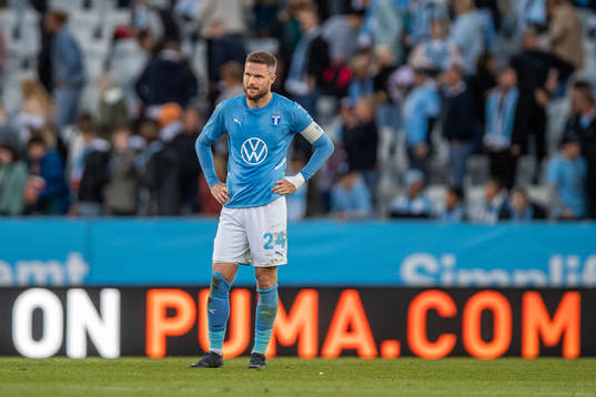Lasse Nielsen of Malmö FF looks dejected