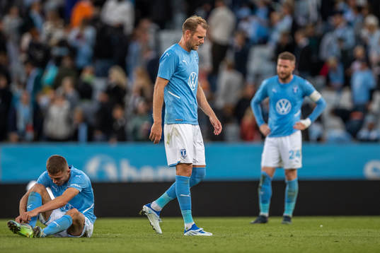 Patriot Sejdiu and Ola Toivonen of Malmö FF looks dejected