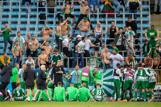 Players of Zalgiris Vilnius celebrate