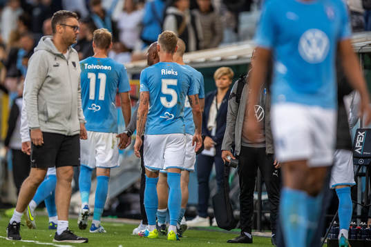 Players of Malmö FF looks dejected the UEFA Champions