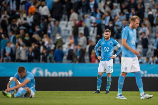 Lasse Nielsen of Malmö FF looks dejected the UEFA