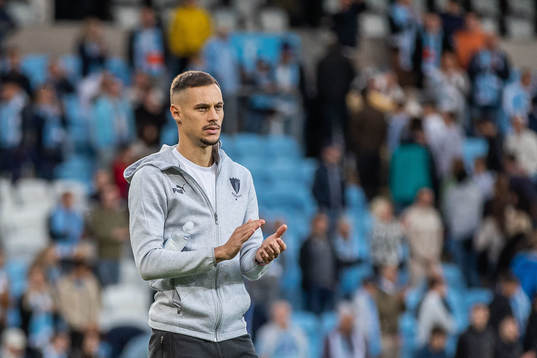 Veljko Birmancevic of Malmö FF looks dejected