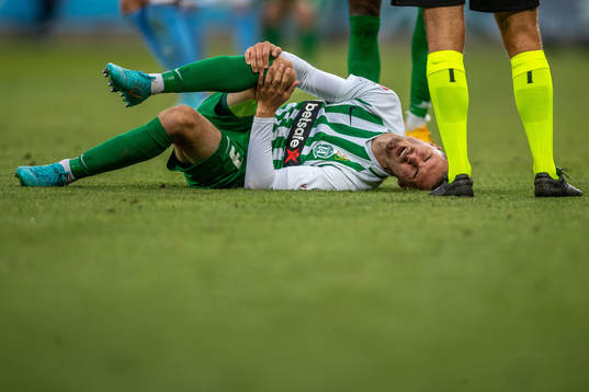 Mario Pavelic of Zalgiris Vilnius in pain