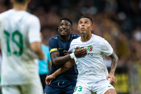 Josafat Mendes of AIK and Marlyson Conceicao Olivera of