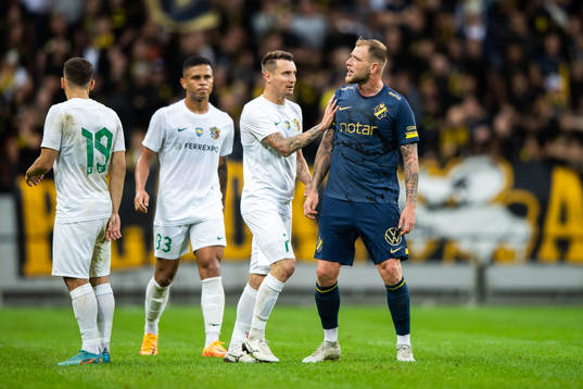 Denys Oliynyk of Vorskla Poltava and John Guidetti of AIK