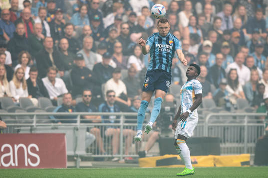 Piotr Johansson of Djurgården and Prince Ampem of Rijeka