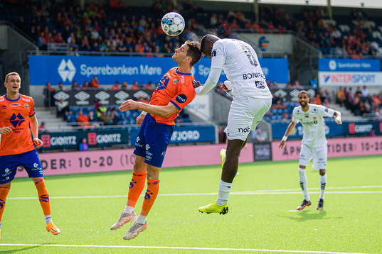 Petar Golubovic of Aalesund and Victor Okoh Boniface of