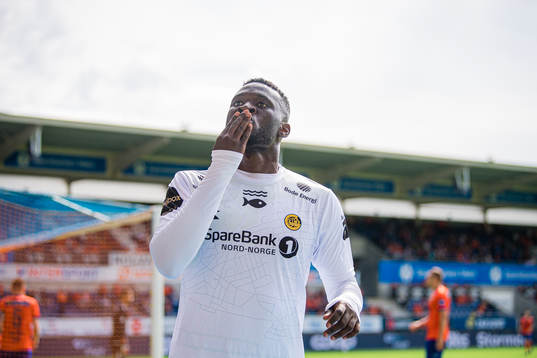Victor Okoh Boniface of Bodø/Glimt celebrates