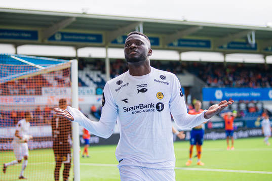Victor Okoh Boniface of Bodø/Glimt celebrates