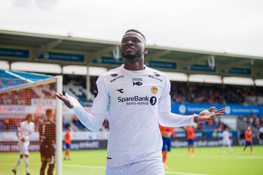 Victor Okoh Boniface of Bodø/Glimt celebrates