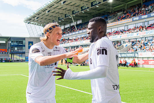 Victor Okoh Boniface of Bodø/Glimt celebrates