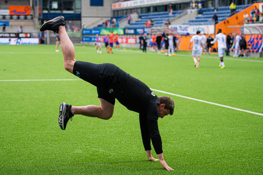 Aasmund Bjørkan, assistant coach of Bodø/Glimt, celebrates