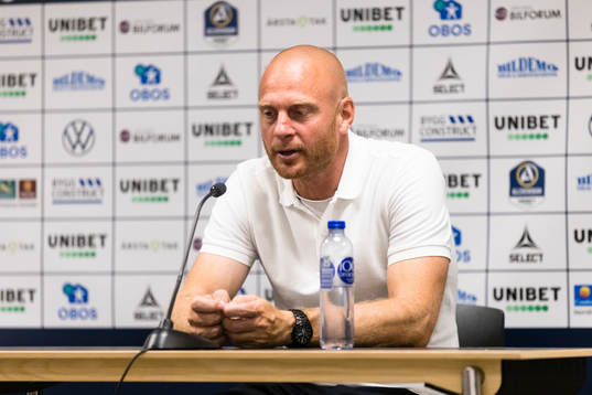 Mjällbys tränare Andreas Brännström på presskonferensen