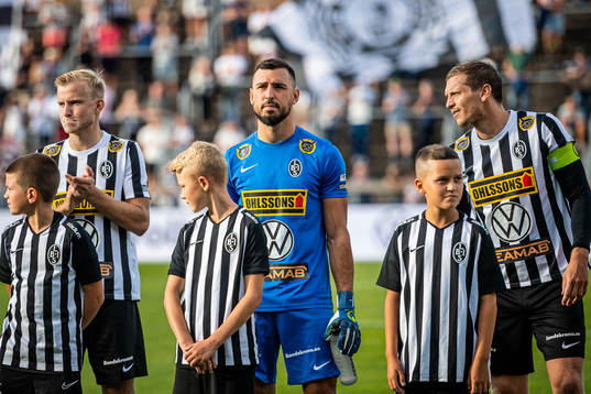 Landskronas Johan Rapp, målvakt Amr Kaddoura och Philip