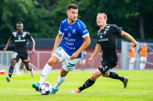 Trelleborgs Haris Brkic och Halmstads Joel Allansson