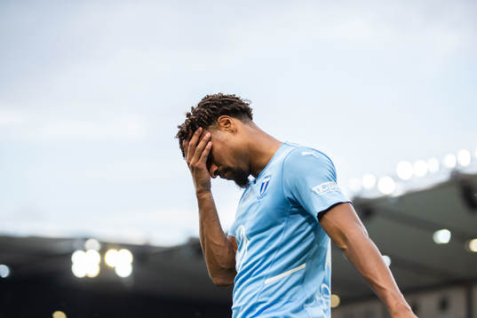Joseph Ceesay of Malmö FF looks dejected