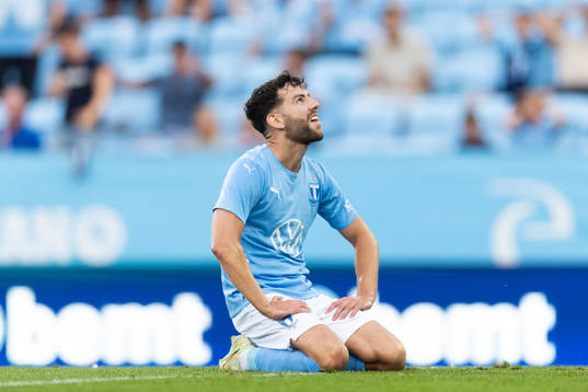 Erdal Rakip of Malmö FF looks dejected