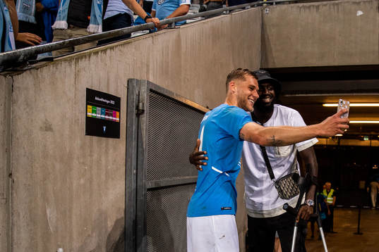 Felix Beijmo and Mahamé Siby of Malmö FF