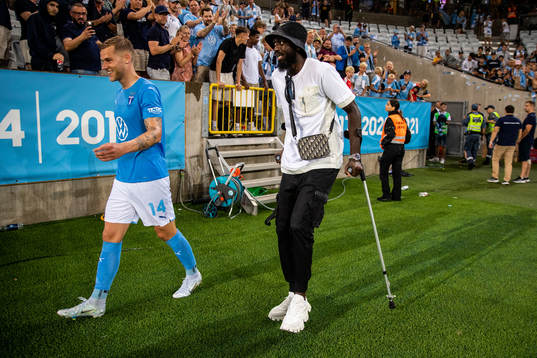Felix Beijmo and Mahamé Siby of Malmö FF