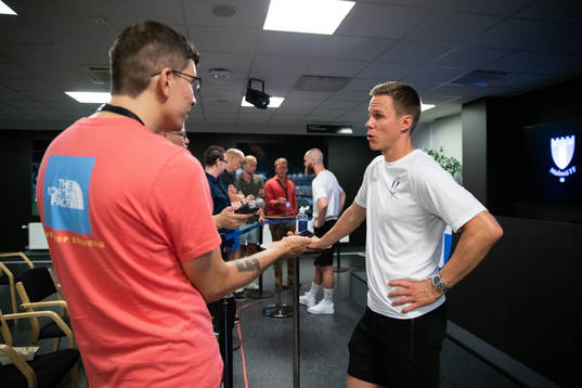 Niklas Moisander of Malmö FF in mixed zone