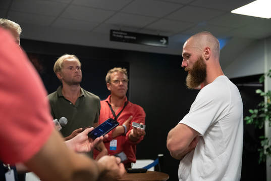 Jo Inge Berget of Malmö FF in mixed zone