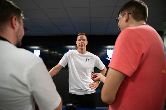 Niklas Moisander of Malmö FF in mixed zone