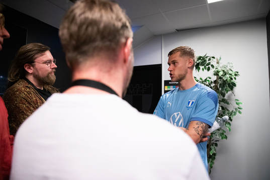 Felix Beijmo of Malmö FF in mixed zone