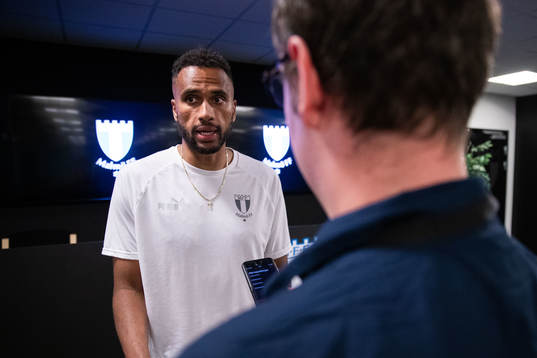Isaac Kiese Thelin of Malmö FF in mixed zone