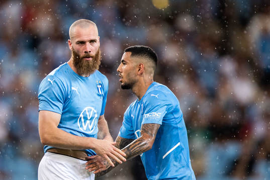 Jo Inge Berget and Sergio Pena of Malmö FF