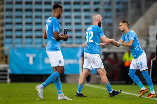 Jo Inge Berget and Veljko Birmancevic of Malmö FF